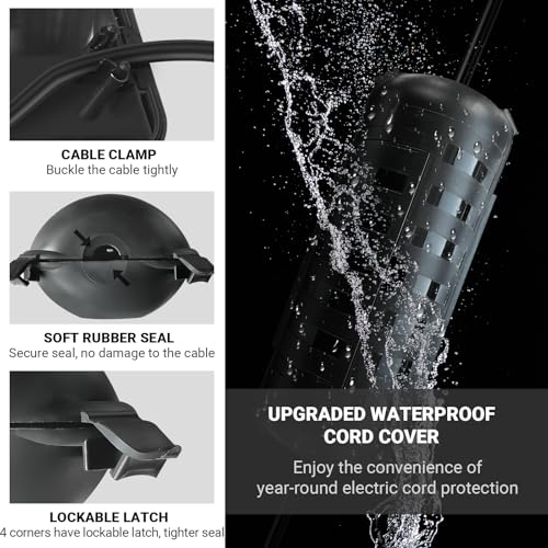 CALPALMY (4-Pack) X-Large Outdoor Extension Cord Plug Protector, Weatherproof Extension Cord Connection Box Safety Cover for Outdoor Holiday String Lights, Plug, Socket and Wires, Black - color: Black, size: X-Large (Standard)