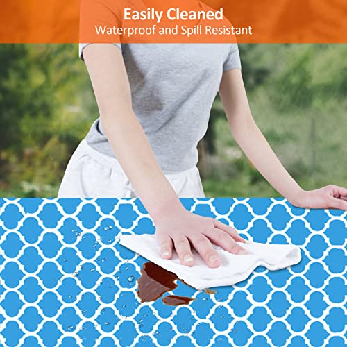 6ft Picnic Table and Bench Cover, Camping Essentials RV Gear, 72 in Waterproof Windproof Outdoor Elastic All Around Tablecloth, Fitted Rectangle Tables and Seats, Blue-White Moroccan - color: Blue-white Moroccan, size: 72"