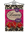 Its Bunco Time Burlap Garden Flag Set Wall Hanger Interests Game Night Dice Poker Bingo Hobbies Leisure Activity Small Decorative Gift Yard House Banner Double-Sided Made In USA 13 X 18.5