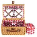 Willow Picnic Basket with Deluxe Service for 4 Persons,Willow Picnic Set with Insulation Bag & Cutlery Service Kit,Natural Wickerr Basket for Camping,Trips,Outdoor Activities