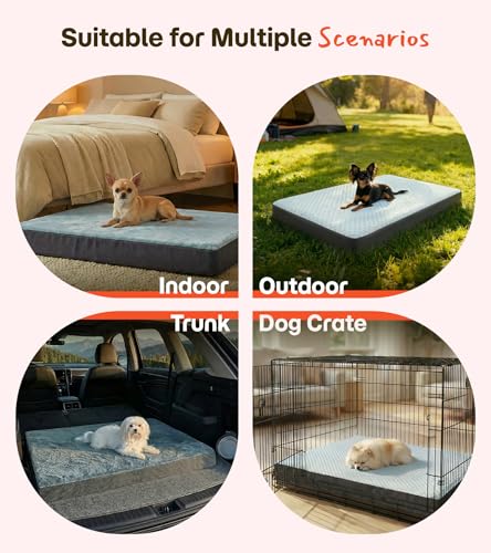 Dog Bed for Crate, Extra Large Cooling Mat for Dogs, Waterproof Dog Bed with Dual Surface Removable Washable Covers, 35 x 22 Inch Pet Bed with Egg Crate Foam - size: 35"L x 22"W x 3"Th