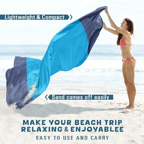 Beach Blanket 78''×81'' Suits 1-5 Adults Waterproof Sandproof Lightweight Oversized Large Picnic Mat Blanket for Beach Travel Camping Picnic Hiking - color: Blue Gray, size: 78''x81''