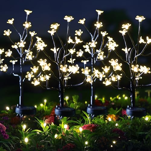 Solar Garden Lights Outdoor Waterproof,Garden Decor Solar Flowers For Outside Decorative,6Pack 2Modes Solar Powered Fairy Outdoor Decorations for Yard Patio Pathway, Gardening Gifts Mothers Day - color: Warm White, size: 6 Pack