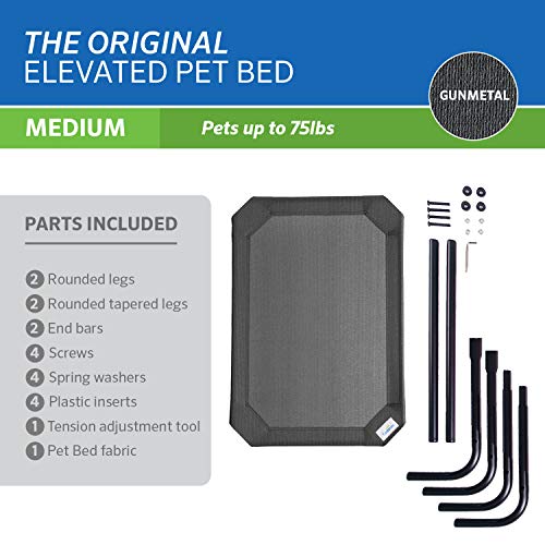Coolaroo Original Elevated Dog Bed - Breathable Off-The-Ground Pet Bed with Cooling Fabric, Joint Relief & Moisture-Resistant Fabric, 100% Recyclable, Easy Clean, Gunmetal, Medium - color: Gunmetal, style: Medium Dog Bed