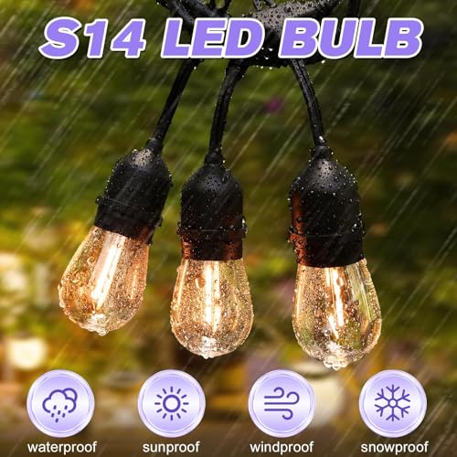 GvvooHome 64 Pack Shatterproof S14 LED Replacement Bulbs for Outdoor String Lights, 1W Equivalent to 11W Incandescent Bulb, Warm White 2200K, Dimmable, E26 Base - size: 64 Count
