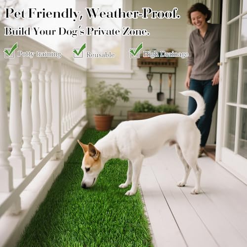XLX TURF Interlocking Fake Grass Pad for Dogs Potty Tiles - 9 Pack 12" X 12" Square Artificial Grass Pee Mat for Puppy Tray Self Draining Indoor Outdoor Use