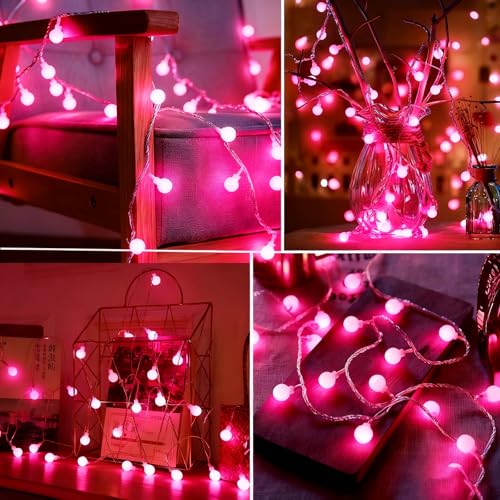 Mothers Day Decorations Lights USB Plug in 38ft 100LED 8 Mode Remote Timer Mini Globe Fairy String Lights Gifts for Mom Women Girl Mother Bedroom Indoor Dorm Happy Valentines Mother's Day Decor, Pink - color: 100LED-Pink
