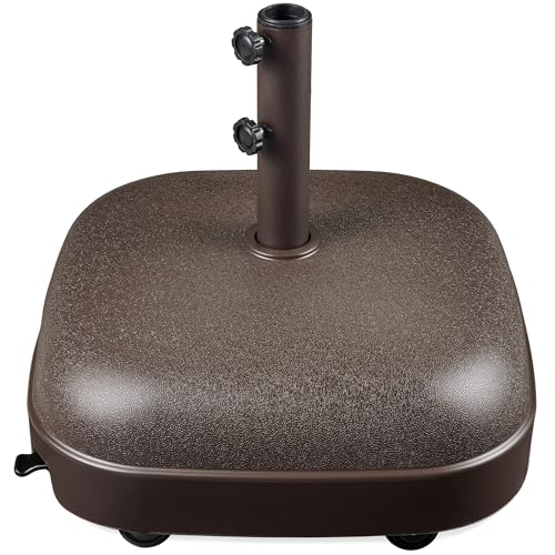 Best Choice Products 123lb Capacity Fillable Mobile Umbrella Base, Heavy Duty Market Stand for Patio, Deck, Poolside, Easy to move w/ 4 wheels - Dome Square Brown - color: Brown - Dome