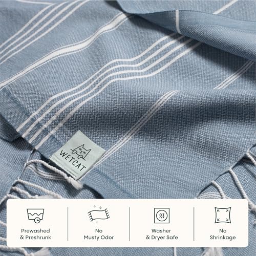WETCAT Turkish Beach Towel Oversized (38"x71") 100% Turkish Cotton, Made in Turkey - Sand Free, Extra Large, Ultra Soft, Quick Drying, Compact & Lightweight for Travel - Denim Blue - color: Denim Blue, size: Beach Towel (38" x 71")