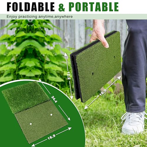 Premium Golf Hitting Mat, 10mm Foam Padding with Rubber Backing Golf Mat, Golf Practice Mat for Indoor and Outdoor Training - style: Large Dual-Turf Mat