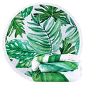 Benefeet Sox Beach Towel Large Round Mandala Pool Towels Tassels Microfiber Quick Dry Beach Blanket Throw Bohemian Roundie Swim Pool Circle Towel, 59 Inches - color: Tropical Palm Leaves