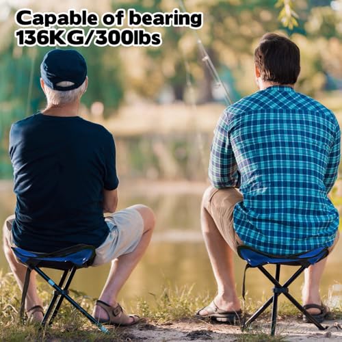 Travel Folding Camping Stool, Use Height 14.6" and Maximum Weight 210 lbs Outdoor Portable Tripod Seat Fishing Chair Seat for Camping Fishing Hiking Gardening and Beach Garden Painting (Blue) - color: Blue
