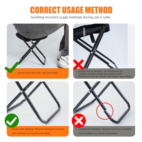 Camping Stool 10 Inch Portable Folding Stool with Carry Bag Weight Load 220lbs Portable Stool for Camping Fishing Hiking BBQ - size: 10inch