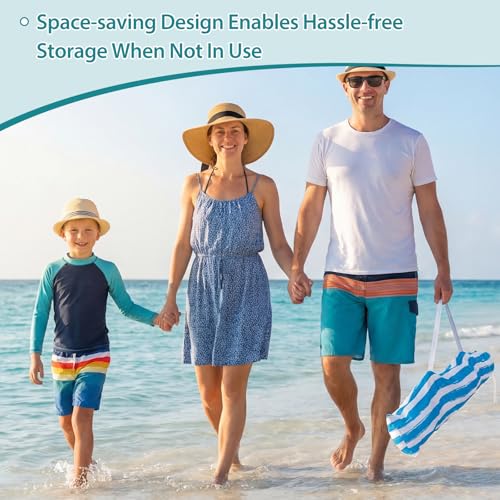 OLIXIS 6'×6' Beach Cabana Tent Sun Shelter – UPF 50+ Easy Setup Cool Canopy Tent Sun Shade with Side Wall, Cool Cabanas Tents, Wind Resistant Beach Cabana for Whole Family - color: Light Blue Stripes, size: 6x6 ft