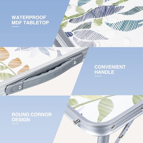 REDCAMP Camping Table 2ft,Portable Picnic Table Adjustable Height Small Card Table Aluminum Foldable Lightweight with Carry Handle for Outdoor Indoor Hiking Camp BBQ Beach - size: 2ft