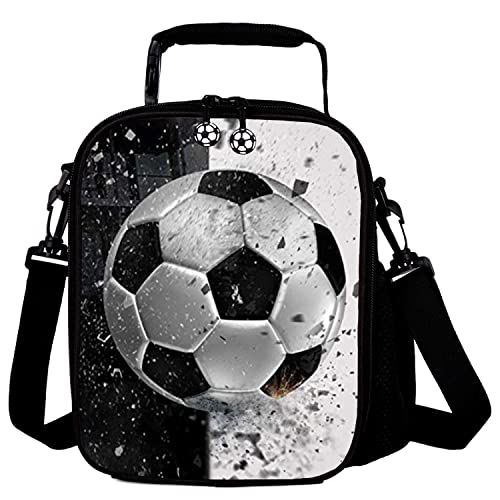 Lunch Tote, 2019 Upgrade Insulated Football Lunch Bag- Waterproof Reusable Lunch Box Portable Meal Bag Ice Pack for Kids Boys Girls -Black - color: Football Black