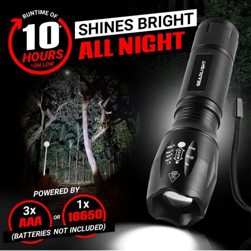 LED Flashlight High Lumens, Mini Tactical LED Flashlight 2 Pack, 5 Modes Zoomable Beam, Battery Powered (Batteries Not Included) for Camping, Hunting, Home & Emergency, Compact Small LED Flashlight - color: 2 Pack, (Batteries Not Included)