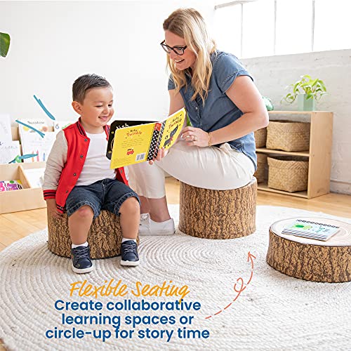 ECR4Kids SoftZone Tree Stump Stool Seating Set, Classroom Furniture, Chocolate, 3-Piece