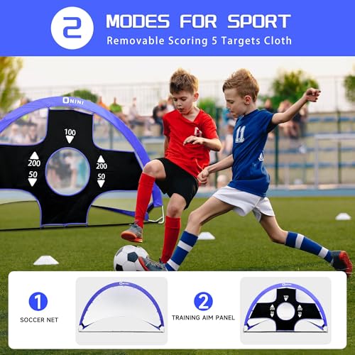 Onini Upgrade 6 Foot Pop Up Soccer Goals Blue - Portable Foldable Training Football Net with Target and Bag - Ideal for Toddler, Boys, Youth Outdoor Sports Games(2 Pack) - size: 6 ft Round