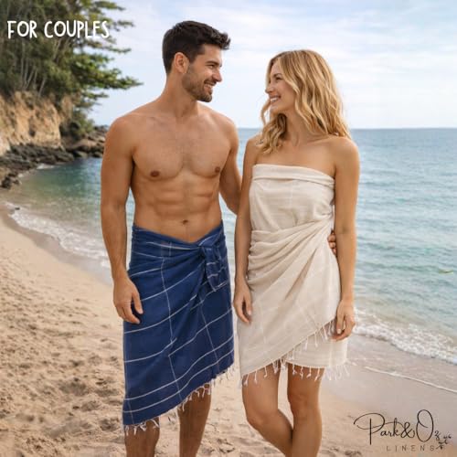 2 Pack The Turkish Beach Towel 40x72 Inches, Oversized 100% Cotton Sand Free Lightweight Absorbent Quick-Dry Beach Blanket, Extra Large Turkish Bath Towels for Travel and Pool, Yoga (American/Green) - color: The American/the Green