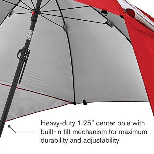 Sport-Brella Premiere UPF 50+ Umbrella Shelter with Patented Side Panels and Tilt Mechanism, Heavy-Duty 1.25 Inch Center Pole, Auger Anchor for Sand and Grass - color: Black Camo, style: REG