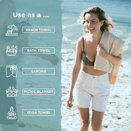 Cape Comforts Oversized Turkish Beach Towel, Diamond Dobby Aqua - 37'' x 67'' - Super Soft & Lightweight | Quick Dry Sand Free Travel Towels for Beach or Bath | Gifts - color: Diamond - Aqua