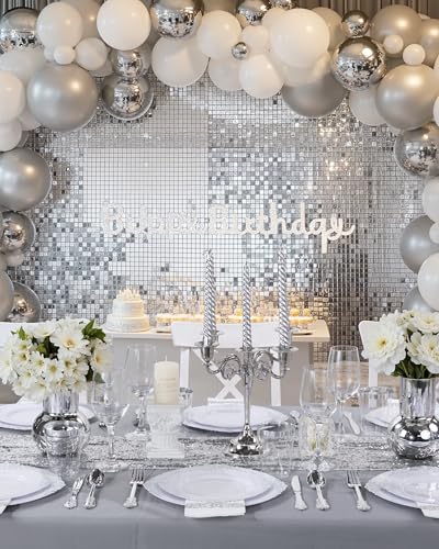 Nervure 350PCS Silver Plastic Plates - Silver Plastic Dinnerware Sets for 50 Guests - 100 Disposable Plates, 150 Silverware, 50 Cups, 50 Napkins for Wedding & Party - color: White and Silver