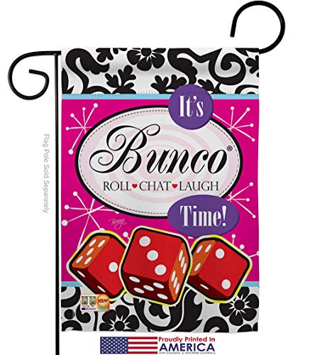 Its Bunco Time Garden House Flags Kit Interests Game Night Dice Poker Bingo Hobbies Leisure Activity Small Decorative Gift Yard Banner Made In USA 28 X 40 - size: 1 x House & 1 x Garden Flags Set w/ Hardware