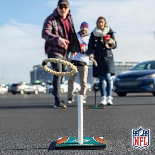 Solid Wood NFL Quoits Set with Direct Print HD Team Graphics – Tailgate Ring Toss Game – Great Gift for Any Football Fan! Ring Toss Family Outdoor Games for The Beach