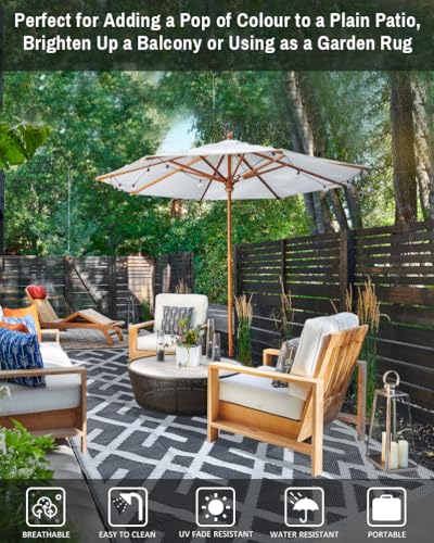 LILIOFFIC Outdoor Rug for Patio Clearance, 5'x8' Waterproof Plastic Patio Mat, Reversible Camping Rugs, Rv, Porch, Deck, Camper, Balcony, Backyard, Gray - color: 01/Grey, size: 5' x 8' (Rectangular)