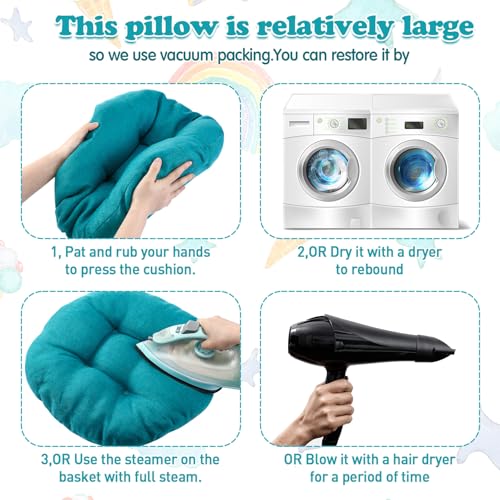 Fumete 8 Pcs 16 Inch Round Floor Cushions for Kids and Toddlers, Flexible Seating Classroom Furniture Floor Pillow for Home, Daycare, Preschool, Yoga and Meditation (Turquoise) - color: Turquoise