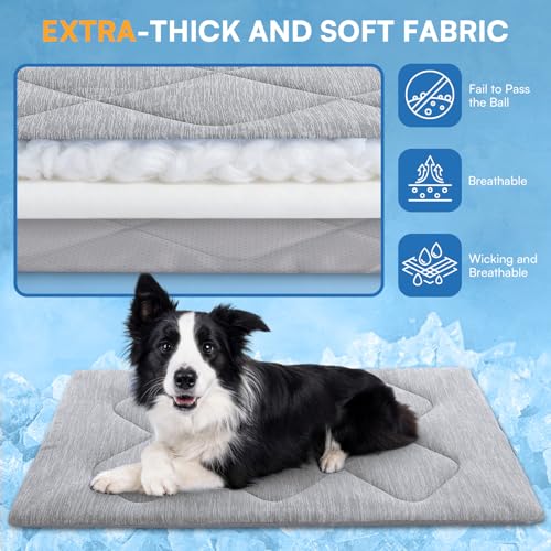 Queenmore Cooling Dog Mat for Dogs, Washable Dog Cooling Mat Indoor Outdoor, Non-Slip Portable Kennel Puppy Bed for Summer, Keep Your Pet Cool (Grey Diamond, Large(35" x 27")) - color: Grey Diamond, size: Large