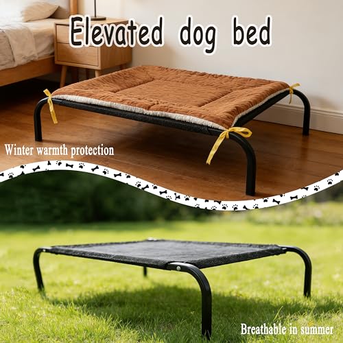 XCL Elevated Dog Bed for Large Dogs, Cooling Raised Dog Bed, Outdoor and Indoor Breathable Mesh Non-Slip Frame Pet Beds, Easy Clean, Installation, Equipped with Pet Cushion, 40In (Black, Large) - size: Large