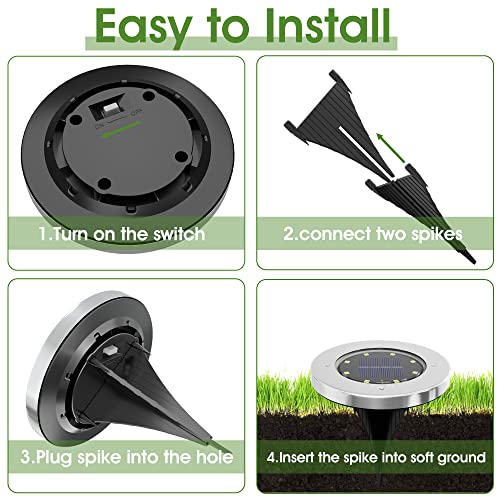INCX 4.6 inch Solar Lights for Outside,8 Pack Solar Light Outdoor Waterproof, Garden Lights Landscape Lighting for Patio Pathway Lawn Driveway Walkway White - color: Cold, size: 8 Pack