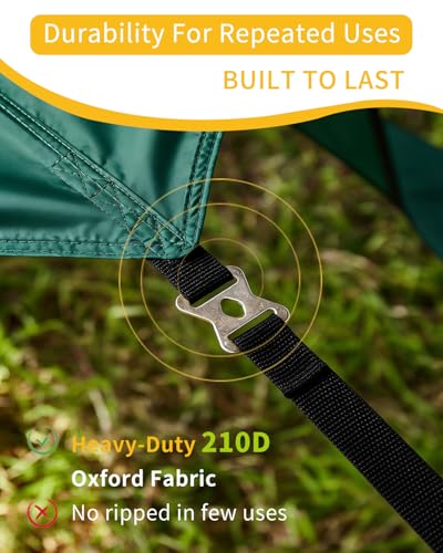 Camping Tarp with Poles, No Rope Tying 2-Step Setup, 11x18FT Waterproof 10-12 Person Tarp Shelter, 22ft² 2.6m Height 210D Oxford Family SUV Park Beach Outdoor Sun Shelter, Green - color: Green