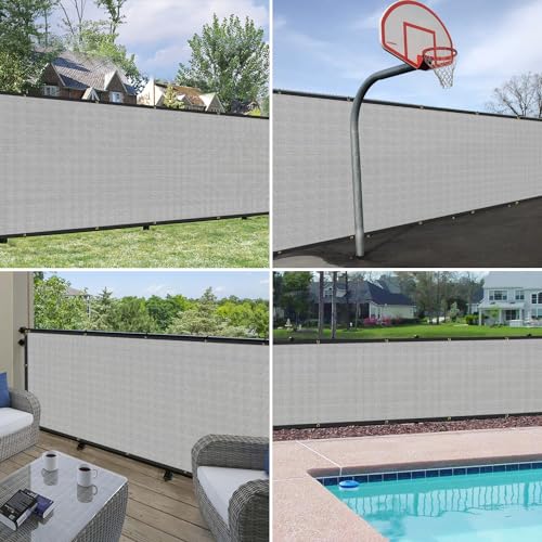 Windscreen4less 4' x 2' Privacy Fence Screen Heavy Duty Windscreen Fencing Mesh Fabric Shade Net Cover with Brass Grommtes for Outdoor Wall Garden Yard Pool Deck Gray - color: Light Gray, size: 4' x 2'