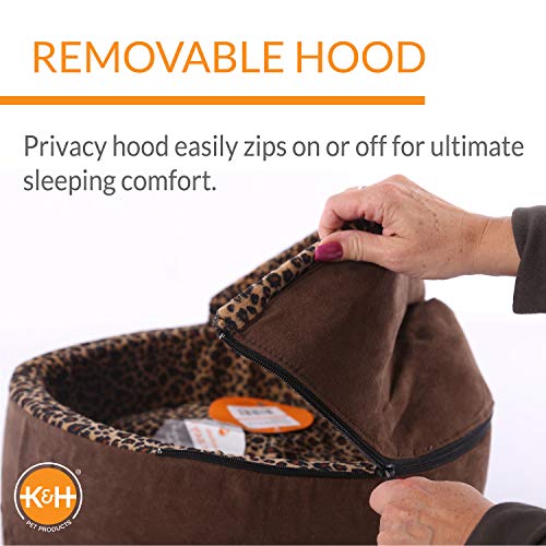 K&H Pet Products Thermo-Kitty Bed Deluxe Heated Cat Bed for Large Kitties - Indoor Heated Pet Bed for Dogs & Cats, Covered Cave Pet Tent, Machine Washable, Safety Listed - Large 20in Mocha/Leopard - color: Mocha, size: Large 20 Inches 4 Watts