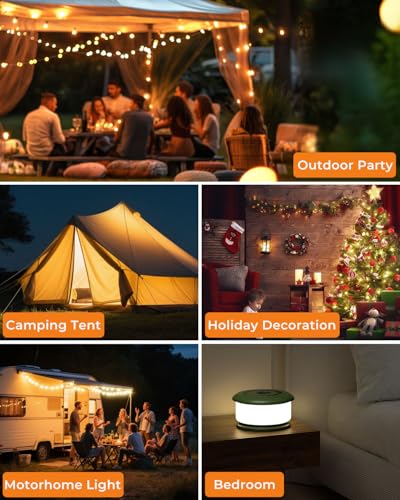 Camping String Lights, Retractable 32.8ft RGB Flash Lamp, Rechargeable Fairy LED Rope Lights Outdoor Waterproof, Portable Hanging Lantern for Outside Tent Patio Awning Garden RV Essentials - color: Green