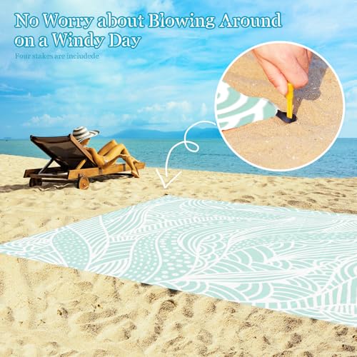 Beach Blanket Waterproof Sandproof 1-7 Adult Oversized 78 '' × 81 '' Lightweight Durable Compact Sand Free Extra Large Beach Mat for Travel Camping Hiking Picnic Blanket - color: Leaves3, size: 78“x81”