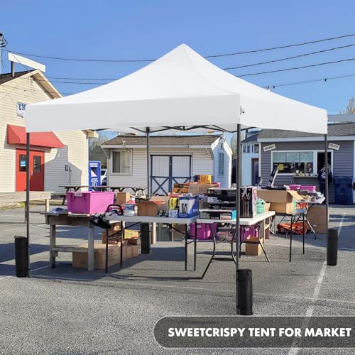 OLIXIS 10x10 Ft Pop Up Canopy Tent, Waterproof Portable Outdoor Shade Canopy with Sand Bags for Beach, Backyard Parties & Events, Pure White - color: Pure White, size: 10 x 10 ft