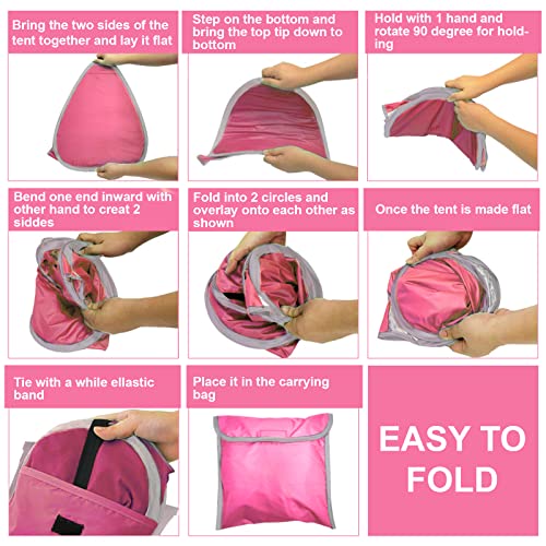 Mini Head Shelter Tent, 1 Pack Foldable Pop Up Beach Tent Sun Shelter for Anti-UV Pet & Outdoor Camping, Picnic Beach, Pink-Vinyl L - color: Rose red-vinyl, size: Large