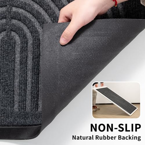 RORA Front Door Mat Outside Entrance, Non Slip Outdoor Mats for Front Door, Heavy Duty Natural Rubber Floor Mat for Entryway, Patio, Garage, Porch, 24"x36", Grey - color: Grey, size: 36''*24''inch
