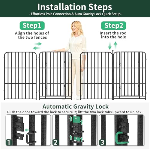 Metal Dog Playpen 40" 16 Panels with 2 Doors for Medium Large Dogs, Indoor Outdoor Exercise Pen for Yard RV Camping, Thickened Steel Tube, Gravity Lock & Ball Head Iron Rods - style: 40"H