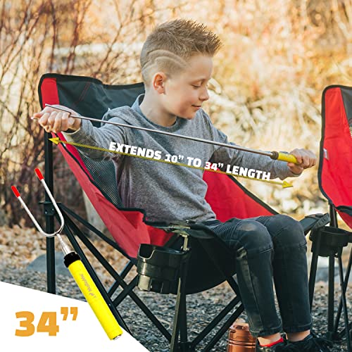 MalloMe Smores Sticks for Fire Pit -Rotating 34 inch Marshmallow Roasting Sticks Smores Kit Outdoor -Accessories for Campfire- Smore Skewers Hot Dog Fork, Camping Essentials Bonfire Gear Long (6 Pack) - size: Set of 6