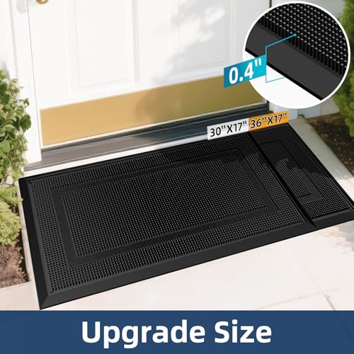 BEHERO Rubber Outdoor Mat, Anti Fatigue Rubber Floor Mats, Non-Slip Front Door Mats Entrance, Heavy Duty Pool Mat Outside for Entryway, Garage Doormat Waterproof, Black - size: 1'5" x 3' (Rectangular)