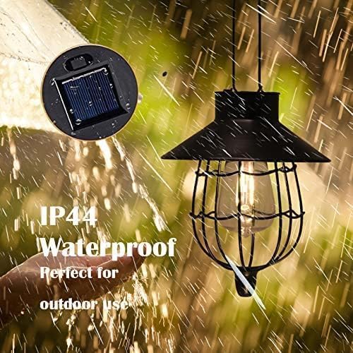 YAKii 6 Pack Solar Lantern Hanging Waterproof Outdoor Metal Solar Lamp with Warm White Light Decorate for Yard Garden Pathway Patio Porch (Black) - style: Black-6 pack