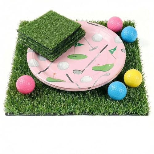 XLX TURF 4 Pack Artificial Grass Placemats for Golf Party Decorations - 12"x12" Fake Grass Mats for Crafts Football Table Centerpiece, Realistic Synthetic Pet Dog Turf Patch - size: 12"x12", Set of 4