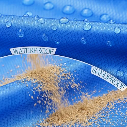BYDOLL Beach Blanket 10'X9' Waterproof Sandproof Suits1-8 Adults Oversized Lightweight Large Blanket Picnic Mat for Beach Sand Free Travel Camping Hiking Picnic - color: Blue3, size: 10'X9'
