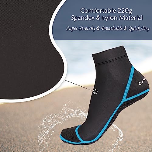 OMGear Water Socks Sand Proof Booties Quick Dry Swim Dive Socks for Sand Soccer Beach Volleyball - color: Black/Aqua, size: XX-Large