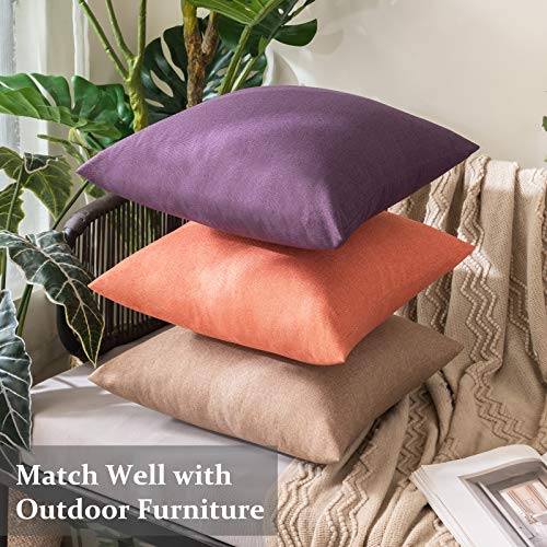 MIULEE Pack of 2 Decorative Outdoor Solid Waterproof Throw Pillow Covers Spring Faux Linen Garden Farmhouse Cushion Cases for Summer Patio Tent Balcony Couch Sofa 16x16 Inch Coral Red - color: Coral Red, size: 16" x 16" (Pack of 2)